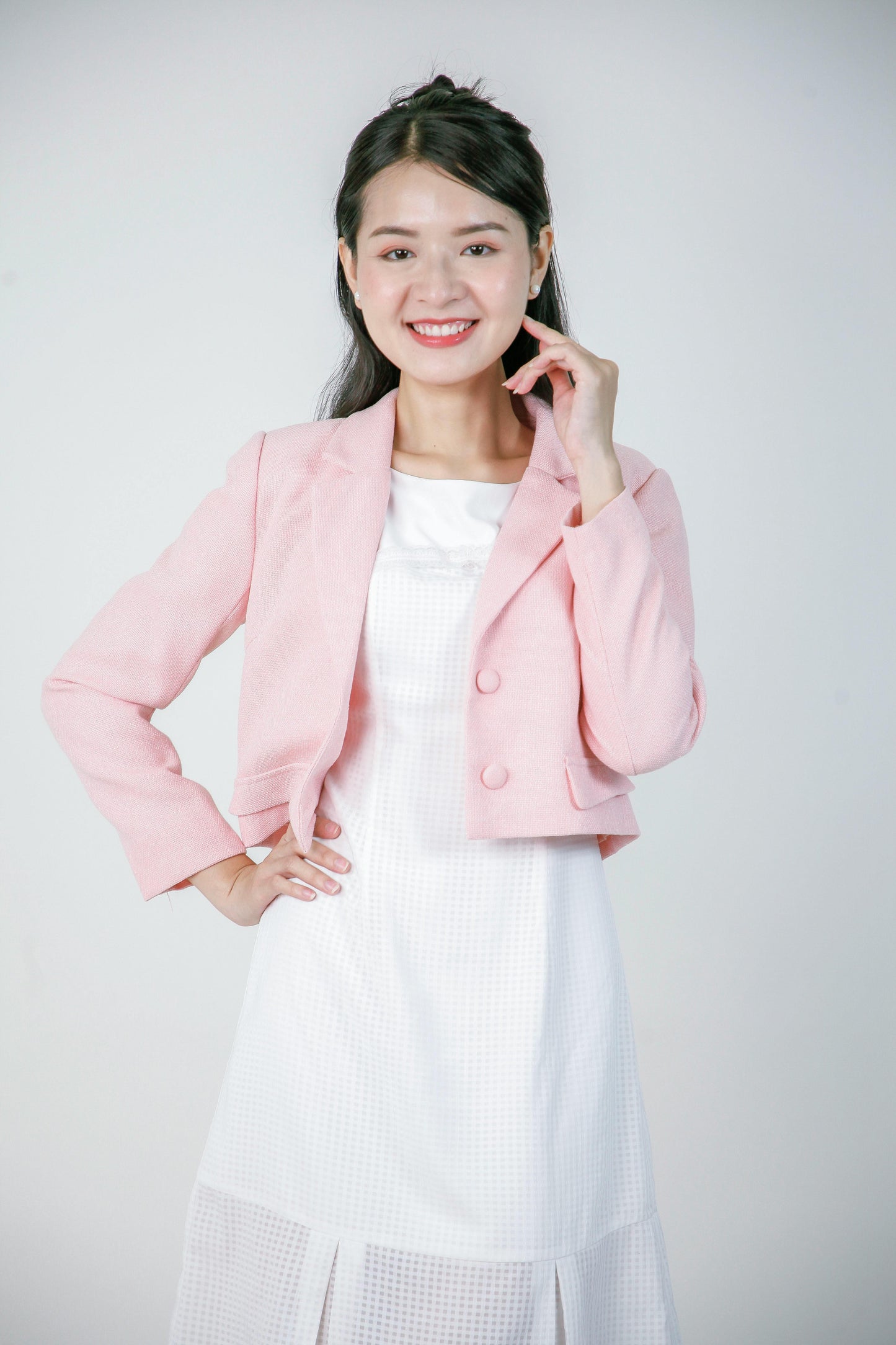 Veste courte rose poudré