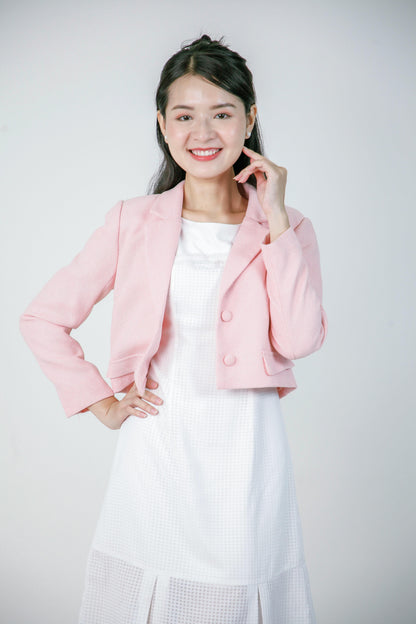 Veste courte rose poudré