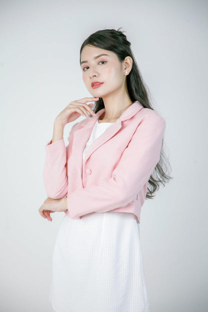 Veste courte rose poudré
